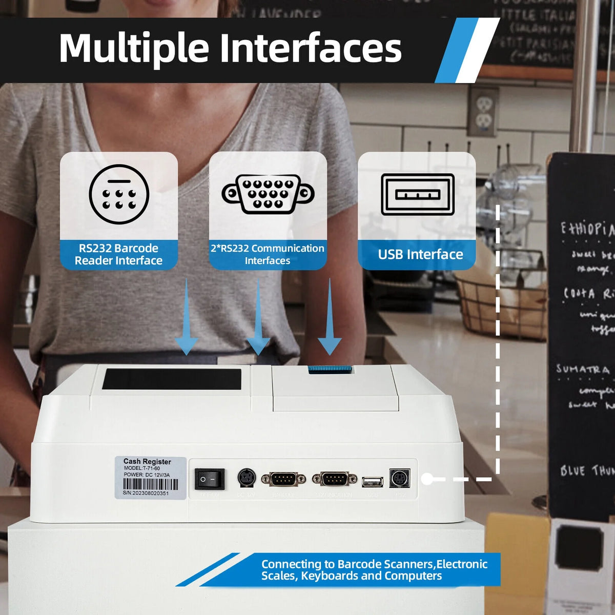 48-Key Cash Register POS System with Drawer U6572