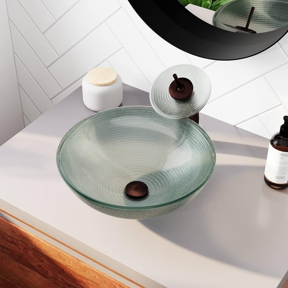 Oil Rubbed Bronze Bathroom Waterfall Faucet Ensemble J876507