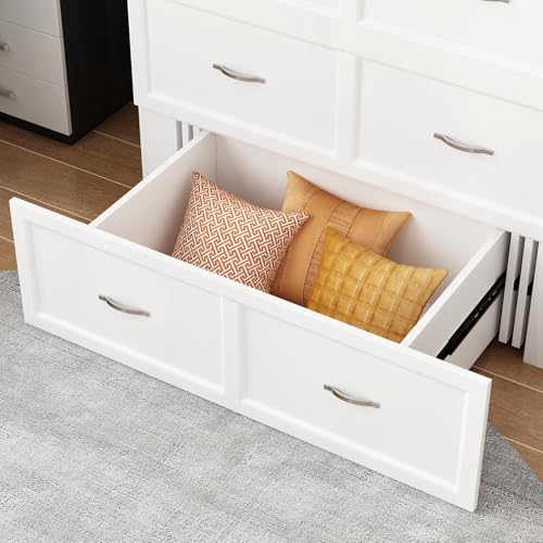 White Twin Size Murphy Bed with Charging Station and Drawer U319142