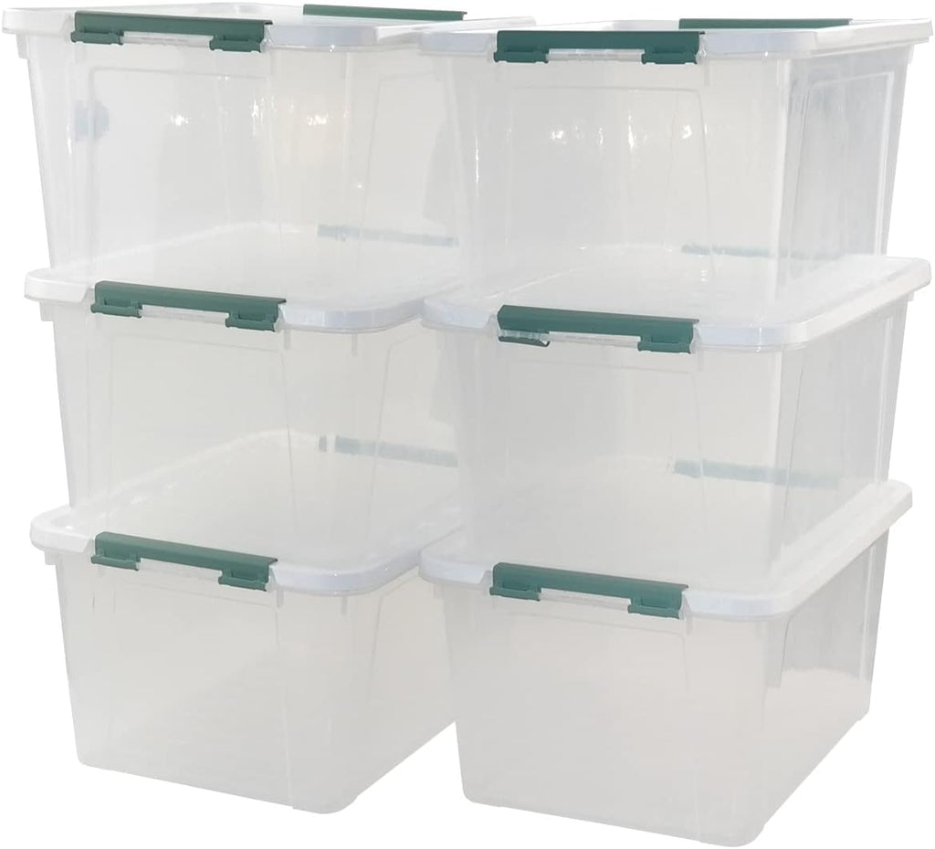 20 Quart Clear Plastic Bin with Lid, 6 Packs J10448