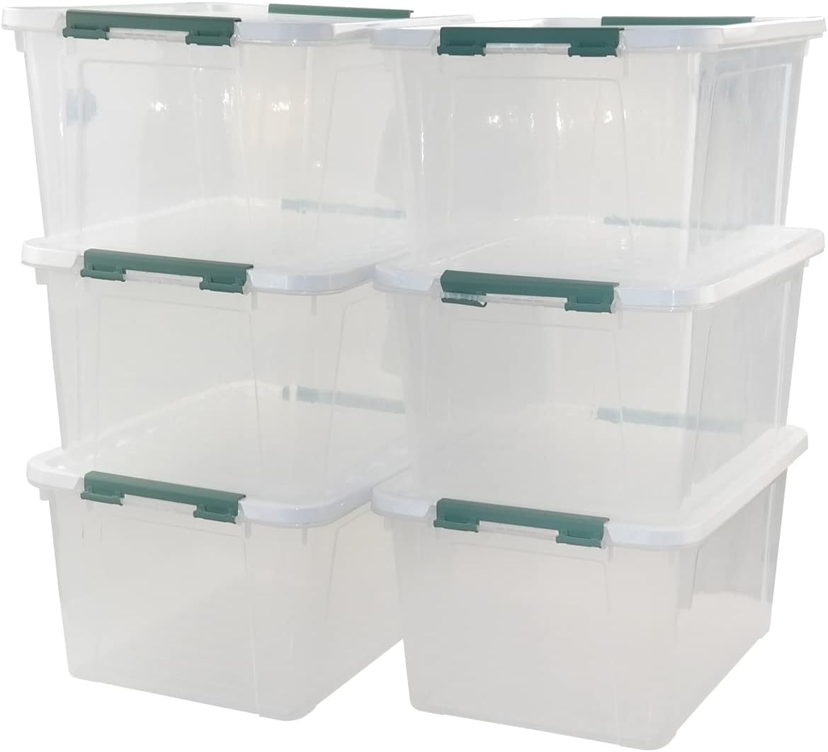20 Quart Clear Plastic Bin with Lid, 6 Packs J10448