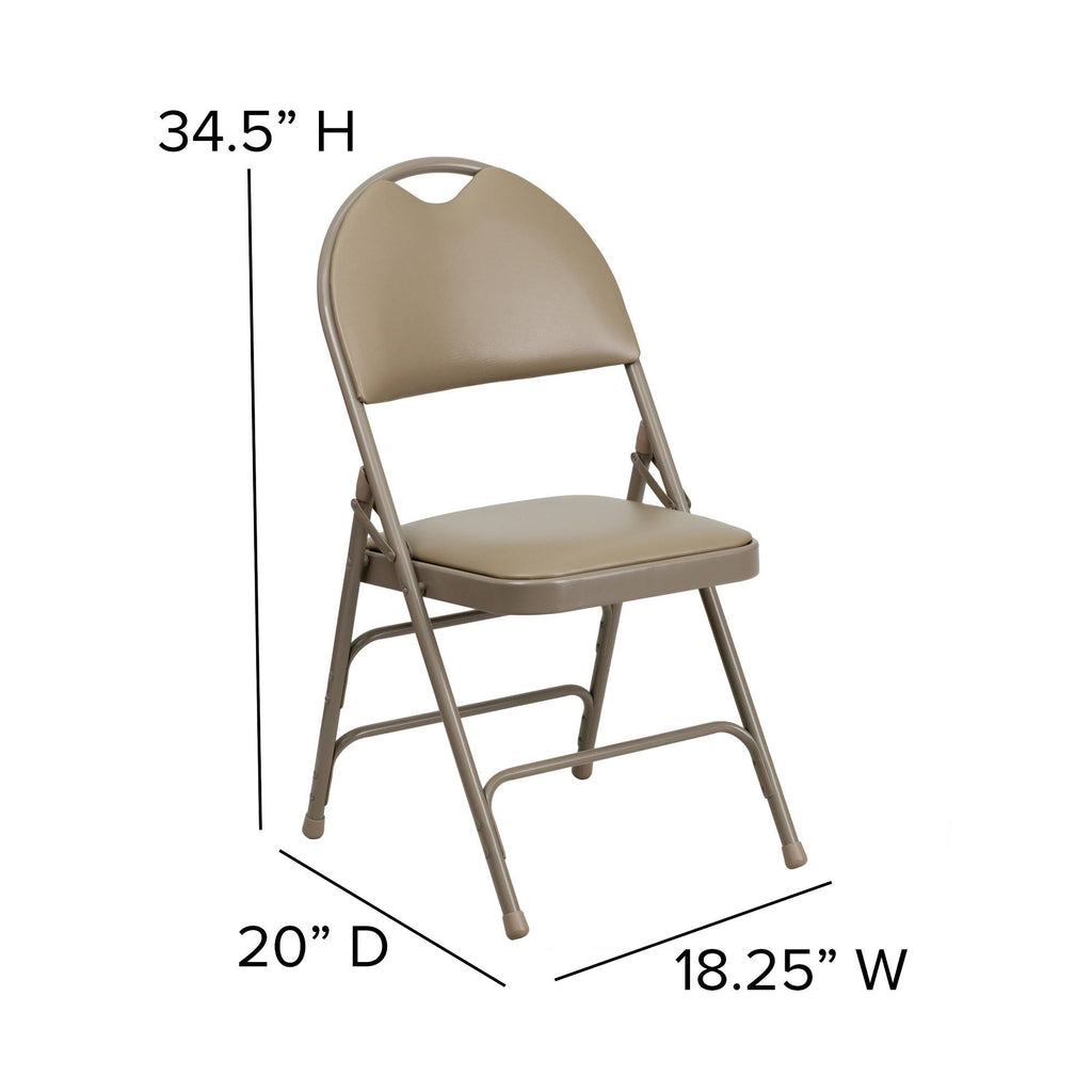 Beige Vinyl Metal Folding Chair R891