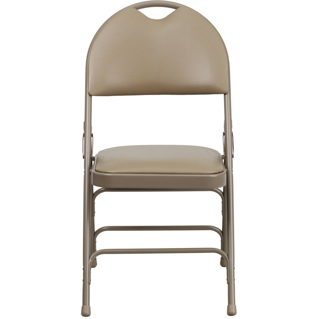 Beige Vinyl Metal Folding Chair R891