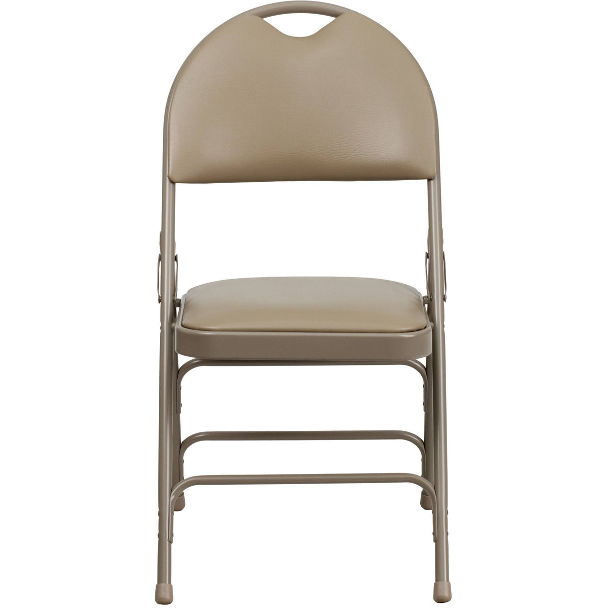 Beige Vinyl Metal Folding Chair R891