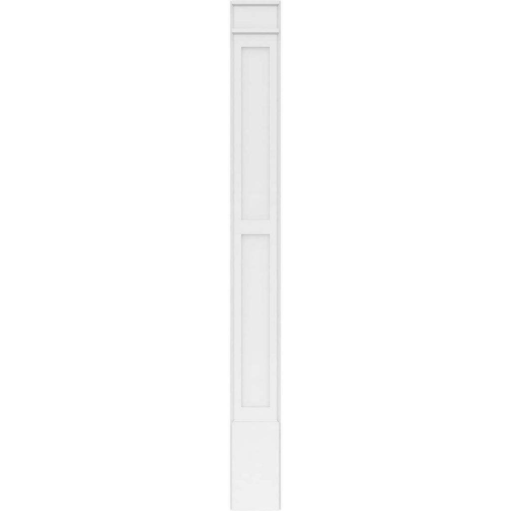 7x22W x 102x22H x 2x22P Two Equal Flat Panel PVC Pilaster with Decorative Capital & Base (Pair) C675