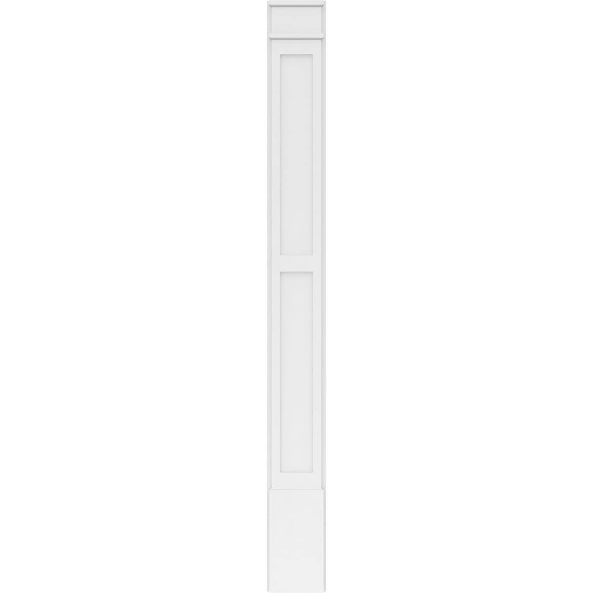 7x22W x 102x22H x 2x22P Two Equal Flat Panel PVC Pilaster with Decorative Capital & Base (Pair) C675