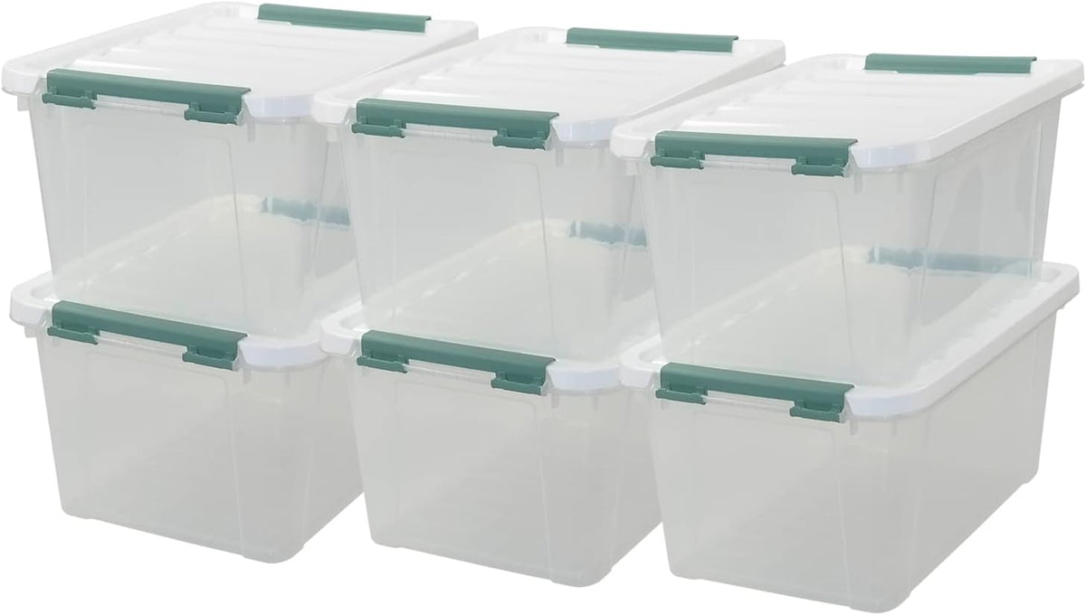 20 Quart Clear Plastic Bin with Lid, 6 Packs J10448