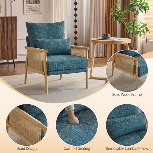 Green Chenille Accent Chair with Lumbar Pillow F4053