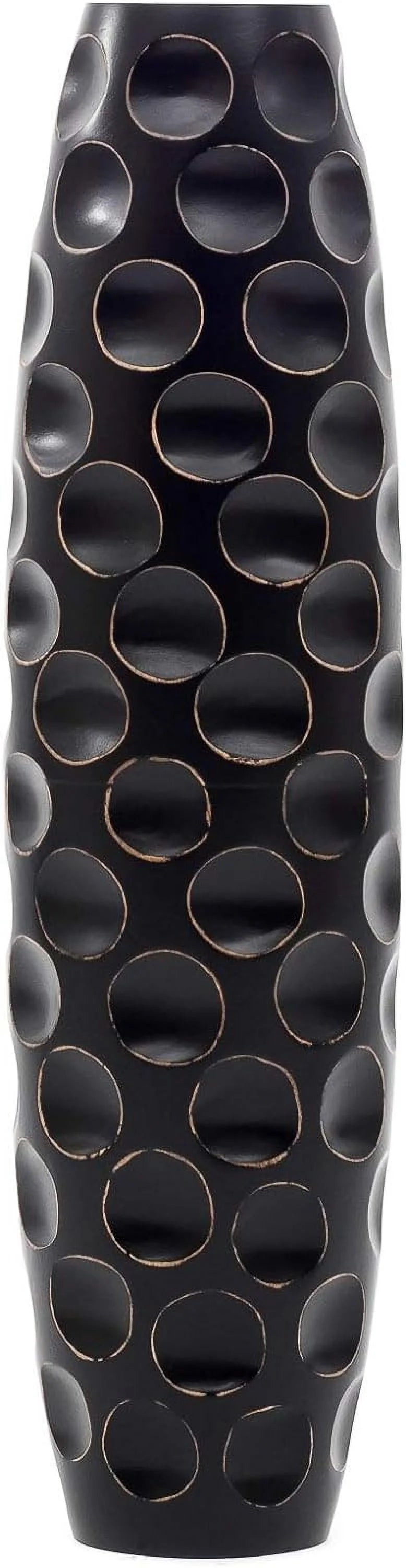 Large Black Handmade Wood Floor Vase 28 inches Z338659