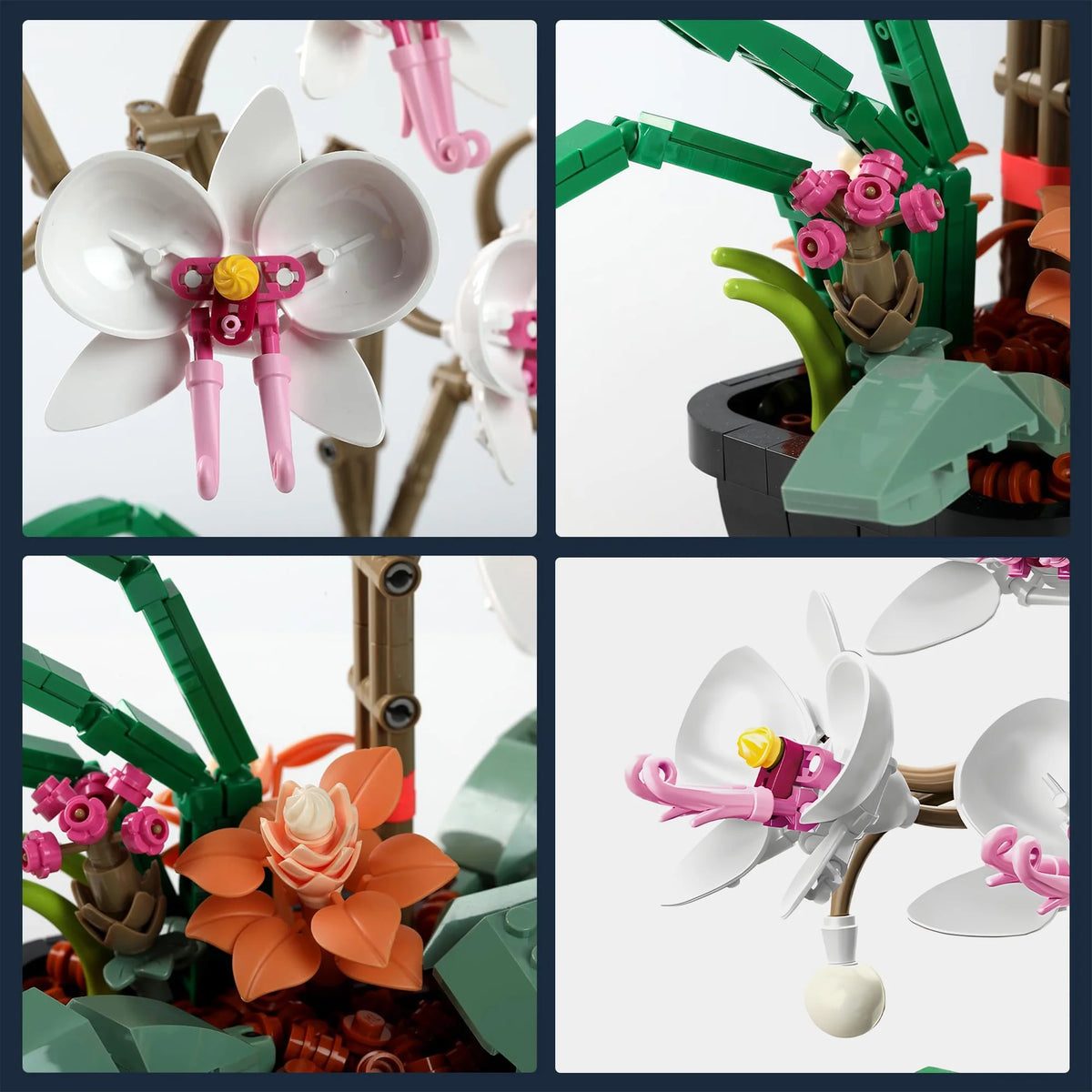 White Orchid Bouquet Building Block Set P80144
