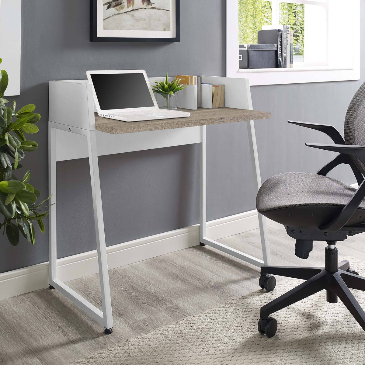 White Natural Wood Writing Desk C975