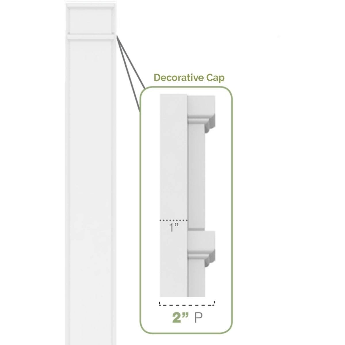 7x22W x 102x22H x 2x22P Two Equal Flat Panel PVC Pilaster with Decorative Capital & Base (Pair) C675