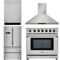 36 in. Gas Range, Range Hood, Refrigerator, Dishwasher Q175