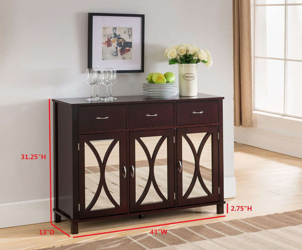 Espresso Buffet Cabinet Server with 3 Cabinets and 3 Drawers U4436