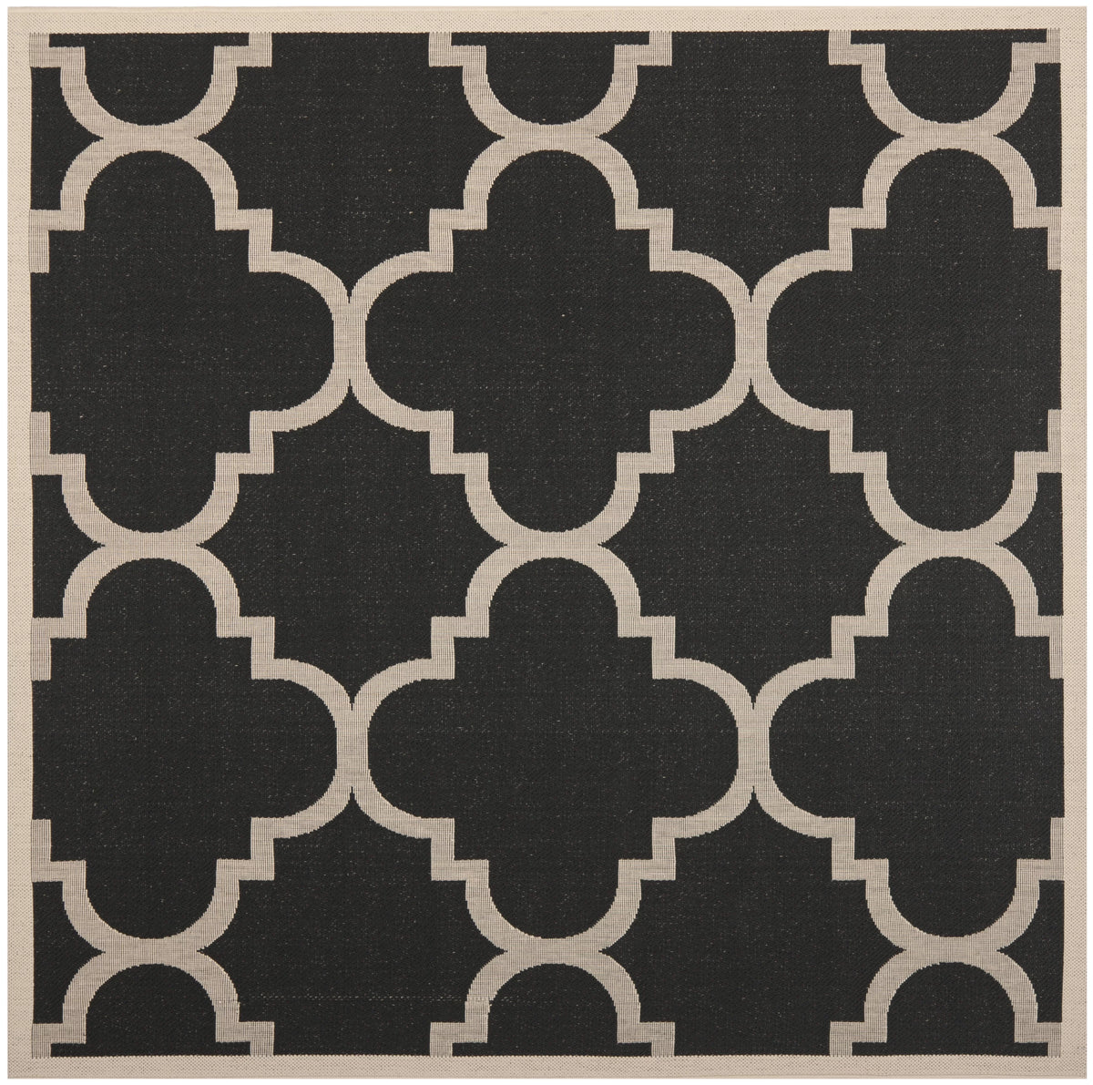Black Beige Quatrefoil Indoor/Outdoor Area Rug P19163