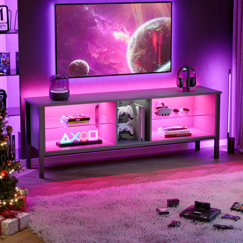 Black Marble TV Stand with Storage Cabinet U795