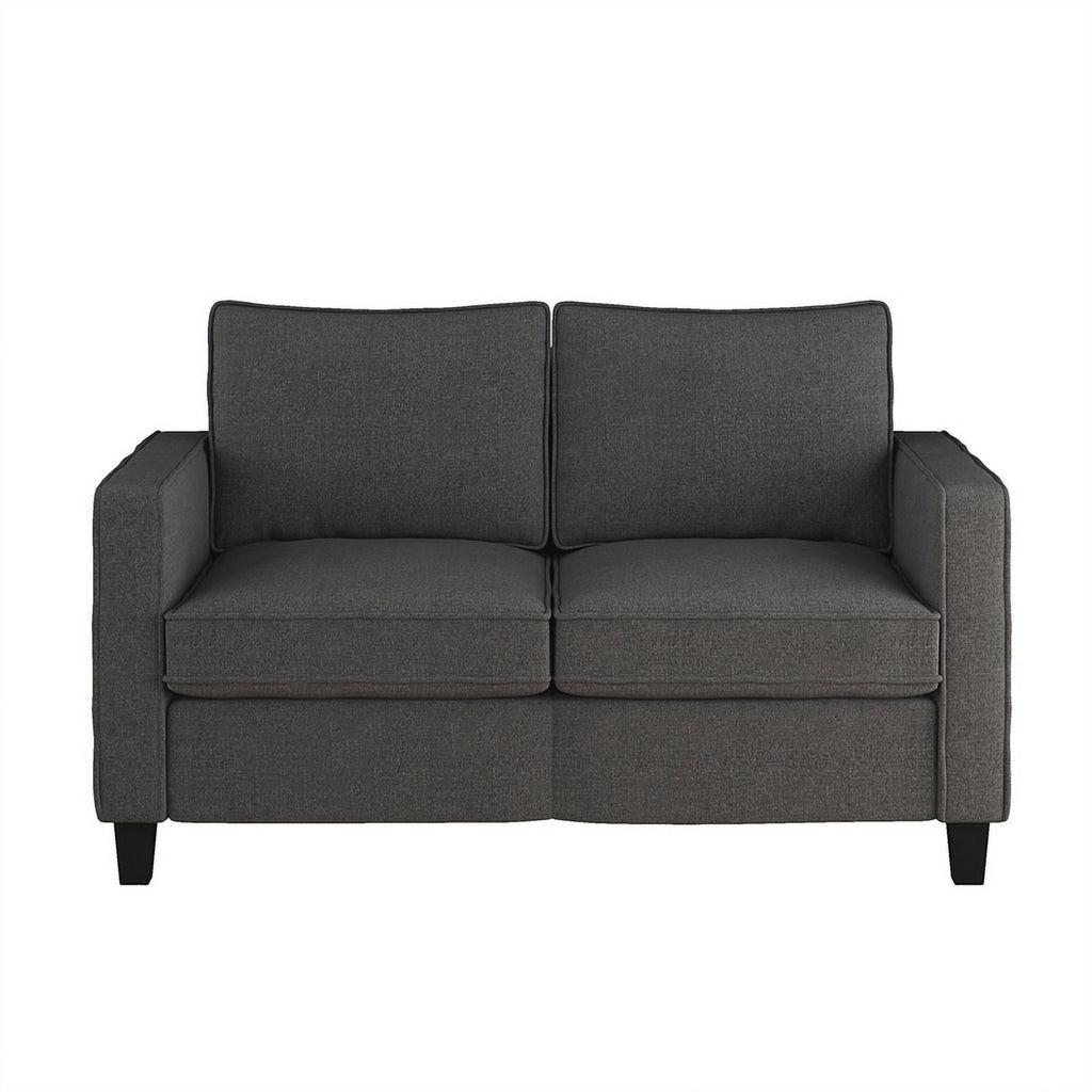 Gray Linen-Like Fabric Upholstered 2 Seater Loveseat Sofa L78331