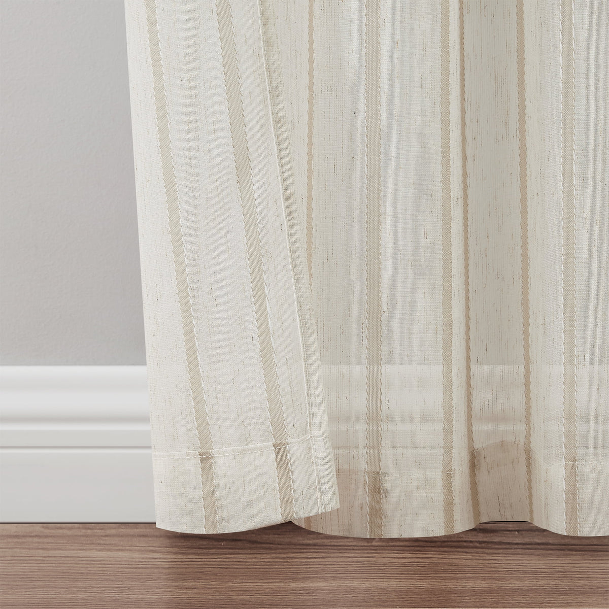 Taupe Light Filtering Tie Top Curtain Panel Pair, 76" x 95" J45176