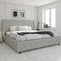 King Light Gray Linen Upholstered Bed N746921