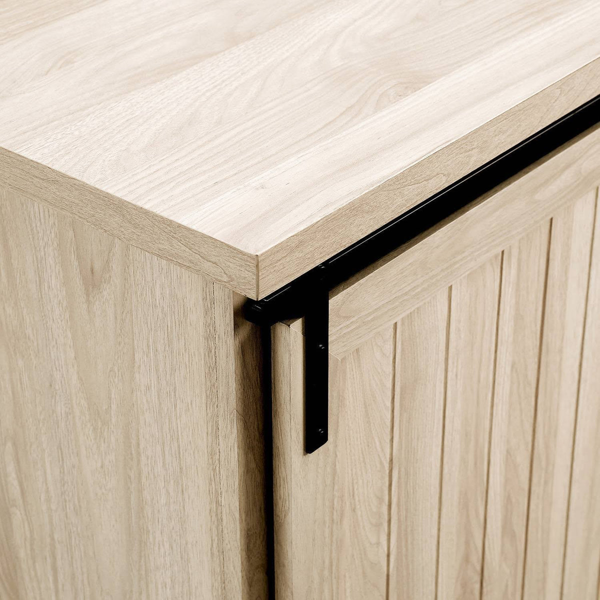 Farmhouse Sliding Door Sideboard with 3 Drawers Birch C363978