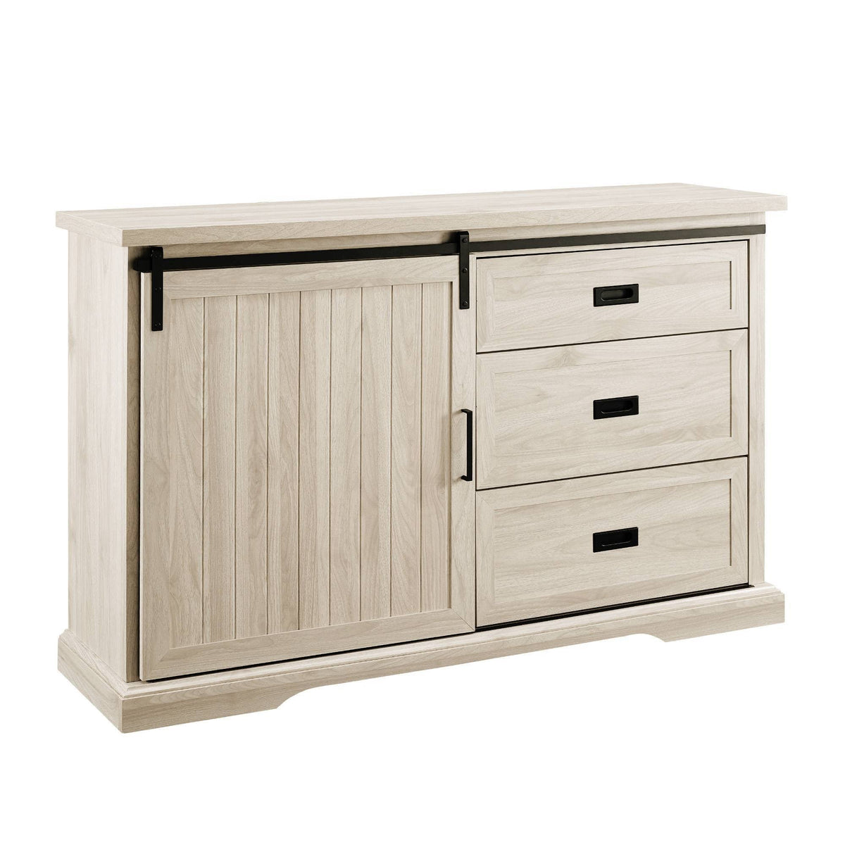 Farmhouse Sliding Door Sideboard with 3 Drawers Birch C363978