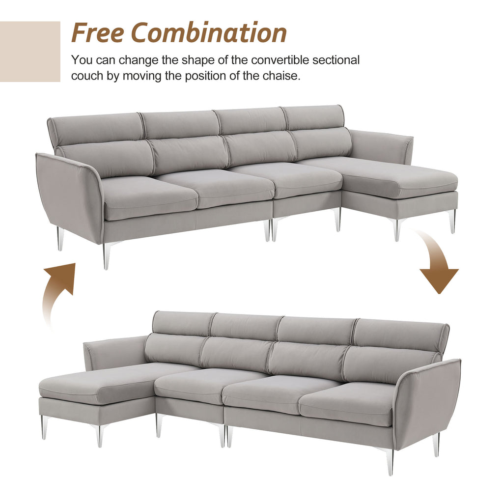 Gray Flannel L-Shaped Convertible Sectional Sofa G7204