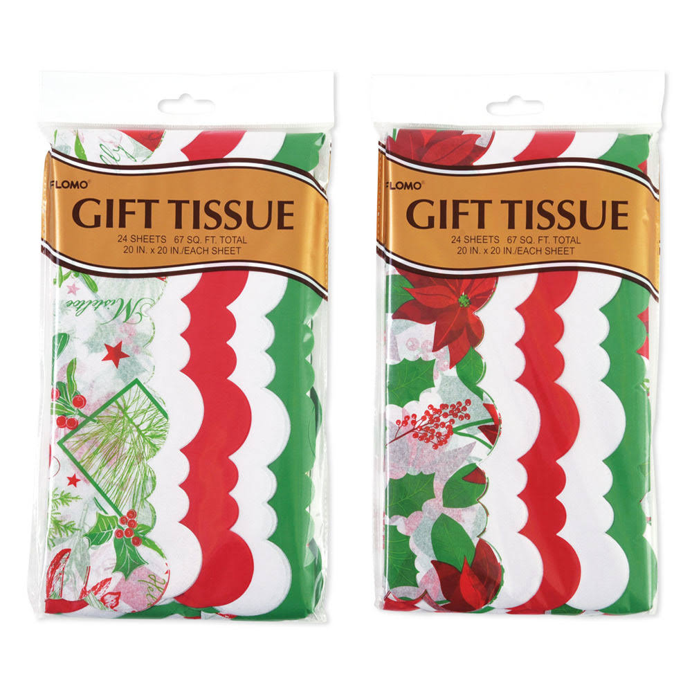 24 Count Christmas Printed Scalloped Die Cut Tissue Pack of 12 K4258