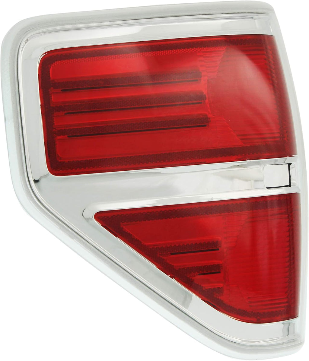 Tail Light Lens and Housing Compatible with 2009-2014 Ford F-150 Styleside Chrome trim Driver Side Pack of 2 W320696