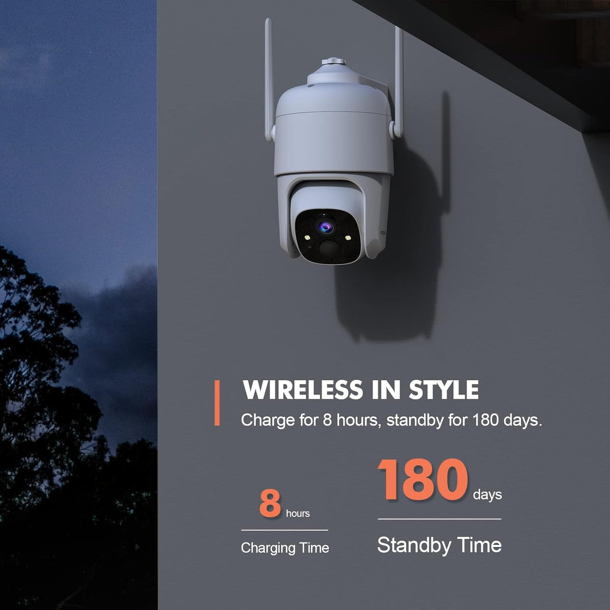 Wireless Outdoor Security Camera with Spotlight, 360° PTZ, Color Night Vision F798