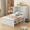 White Twin Size Murphy Bed with Charging Station and Drawer U319142