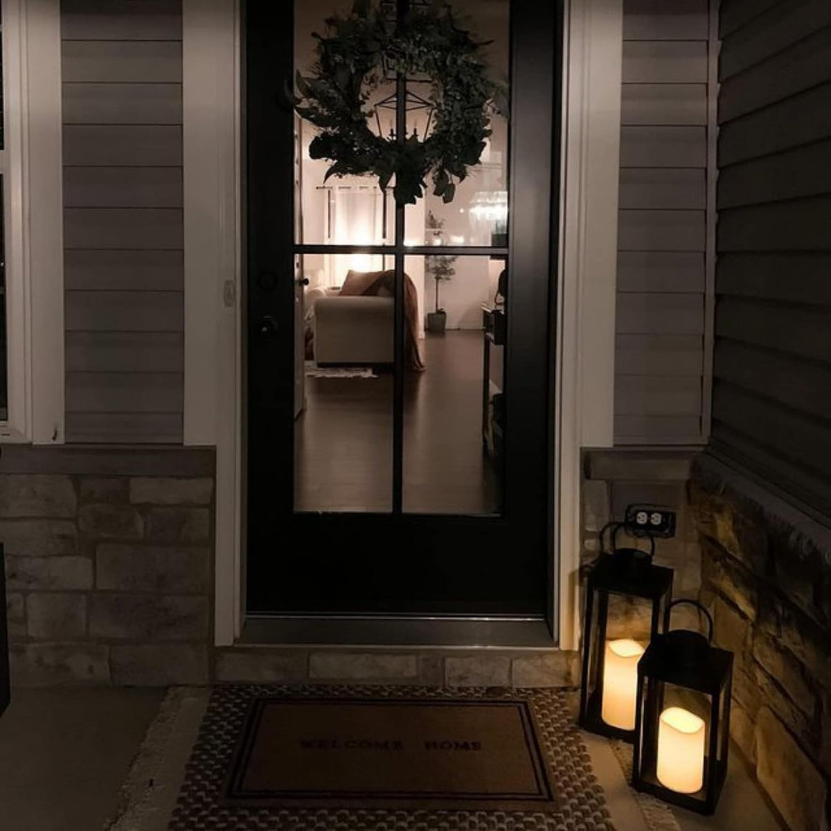 Large Outdoor Lantern with Solar Candle, 18 Inch Tall, Matte Black Metal Frame, Waterproof Flameless Pillar Candle S803277