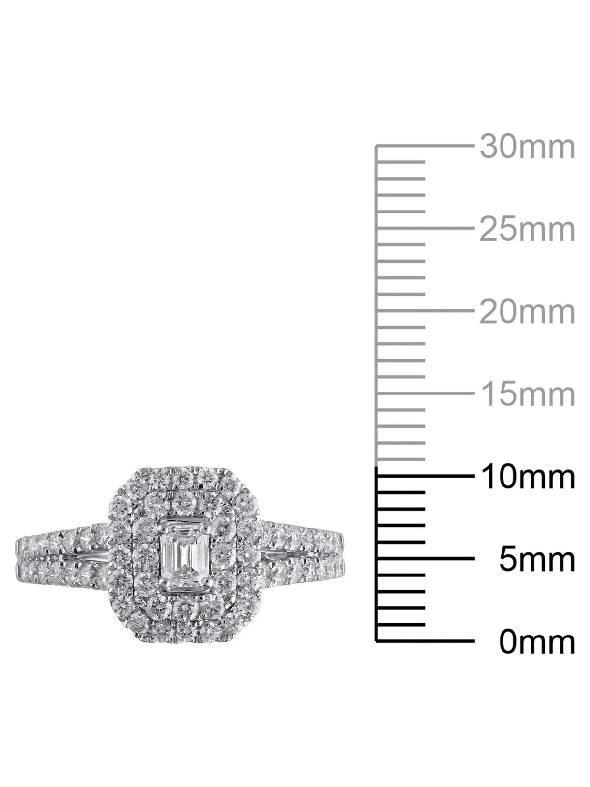 Emerald Cut Diamond Engagement Ring in 10kt White Gold M866