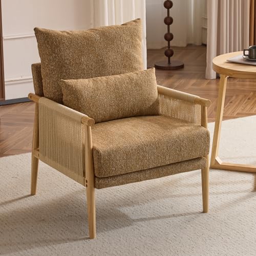 Green Chenille Accent Chair with Lumbar Pillow F4053