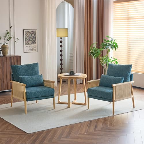 Green Chenille Accent Chair with Lumbar Pillow F4053