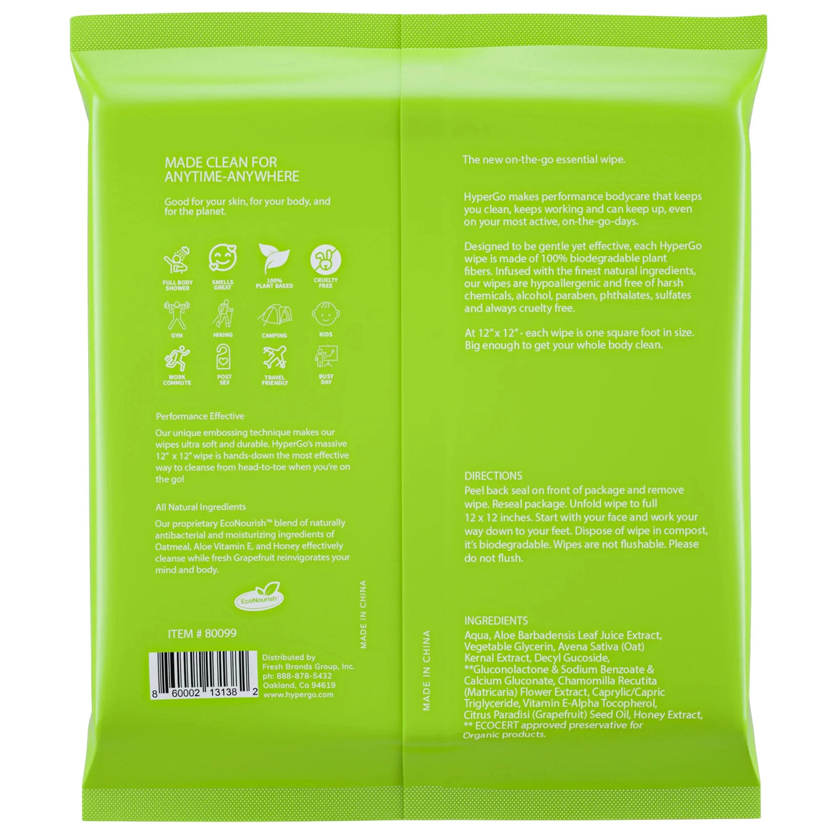 Cucumber Body Wipe 20 Count 2 Pack L63279