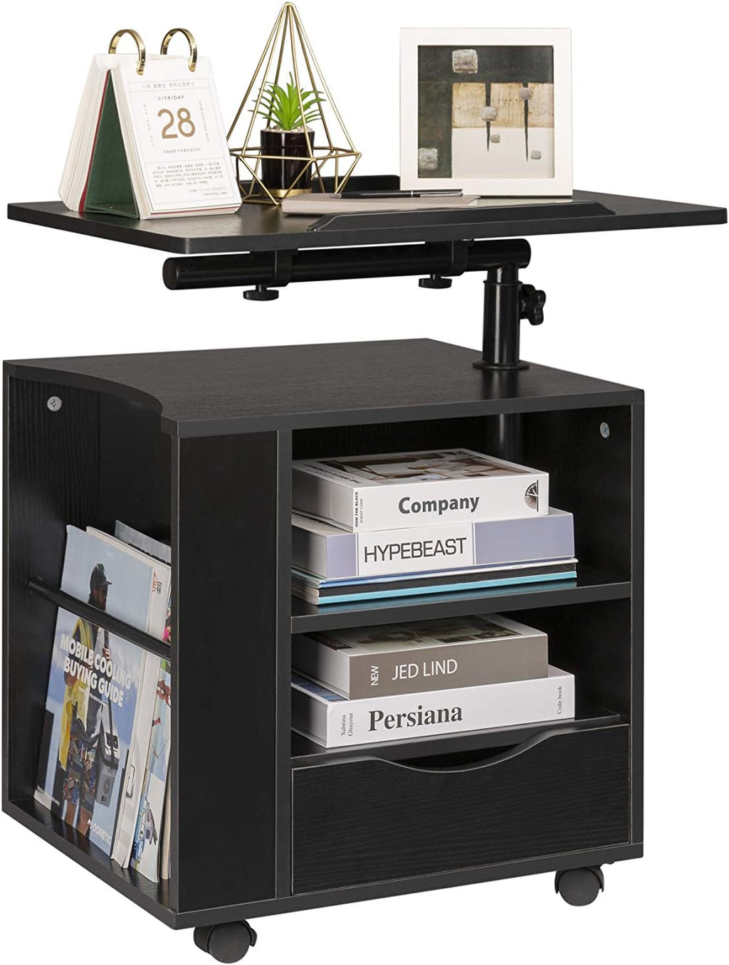 Black Wooden Bedside Table with Drawers M199