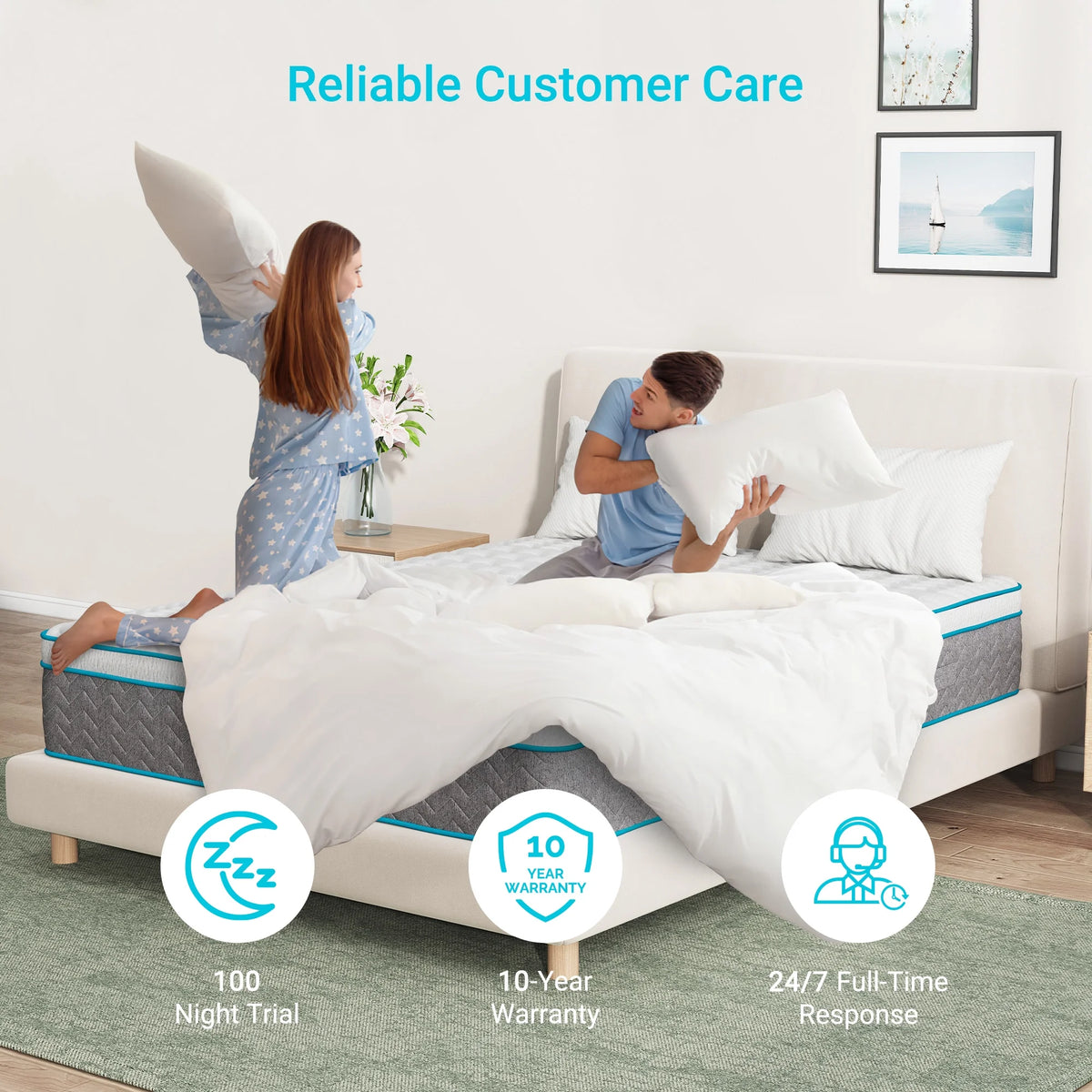 Full Size 10 inch Bamboo Charcoal Memory Foam Hybrid Mattress I374114