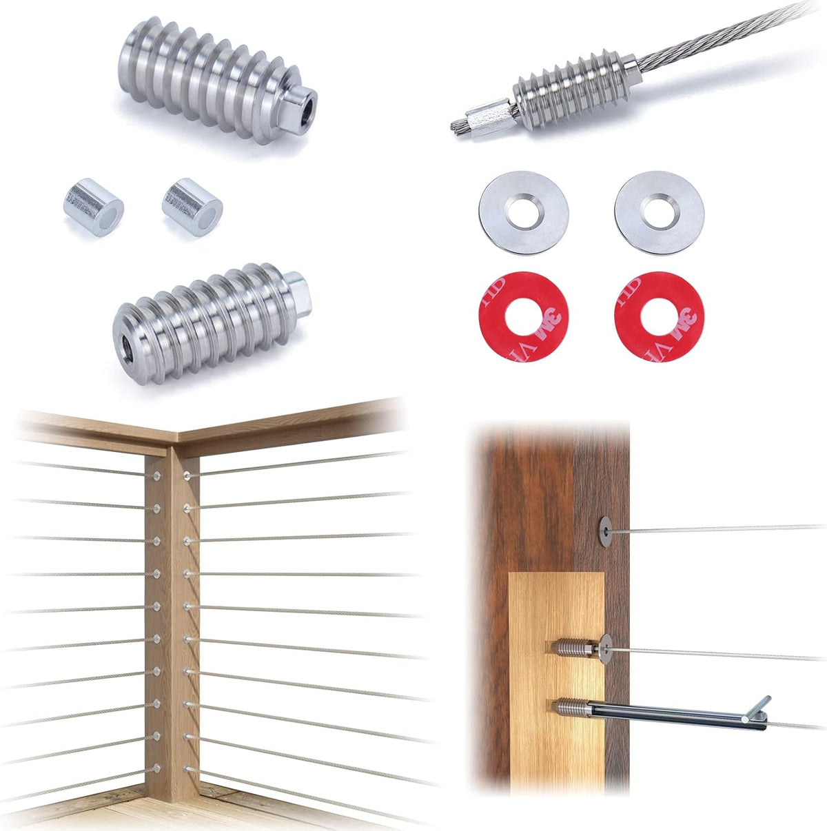 40Pack 1/8 Invisible Cable Railing Kit T316 Stainless Steel 20 Cable Line with Socket Wrench W104