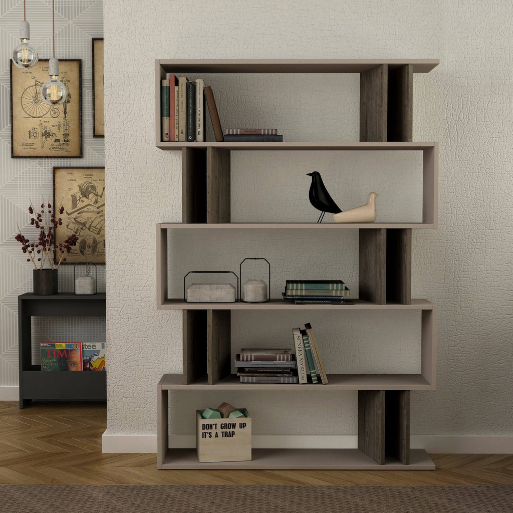 Modern Bookcase Light Mocha Dark Brown P478895