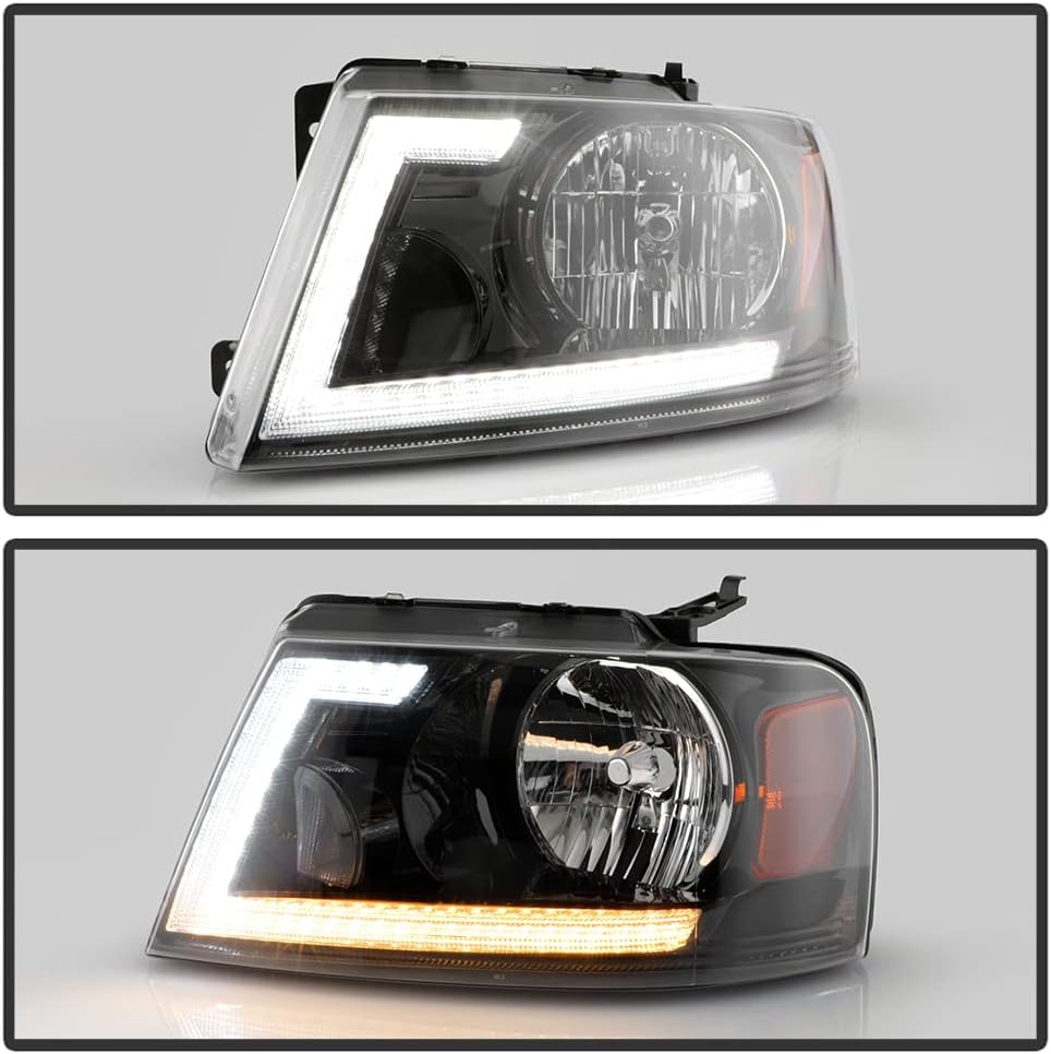 Black LED Tube Switchback Signal Headlights Headlamps I362