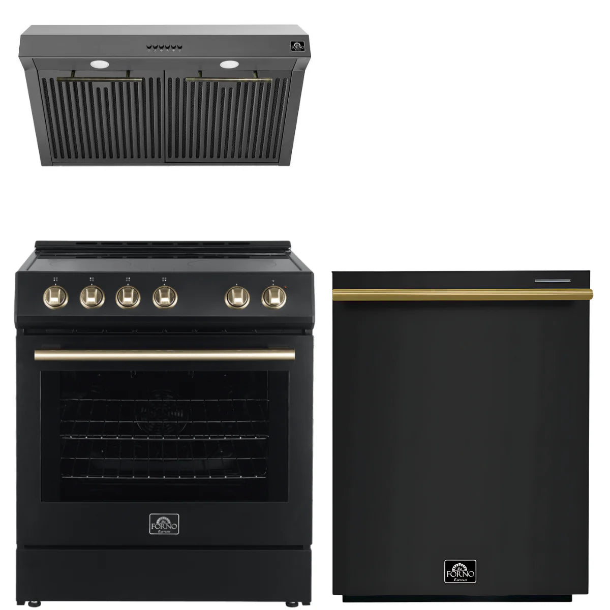 30 Electric Range, Range Hood and Dishwasher in Black Q595204