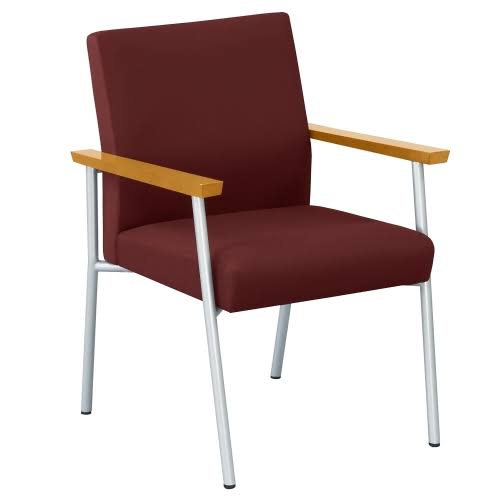 Uptown Guest Chair in Vinyl Taupe Vinyl/Natural Finish Arms/Silver Frame T2338