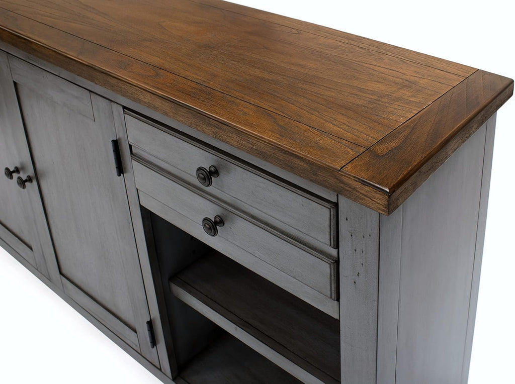 Smoky Blue 72 TV Console Entertainment Stand Wood Accent Cabinet K276