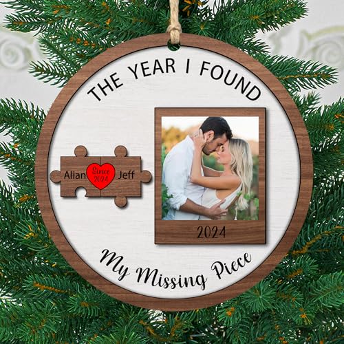 2-Layered Wooden Couple Puzzle Christmas Ornament L1259