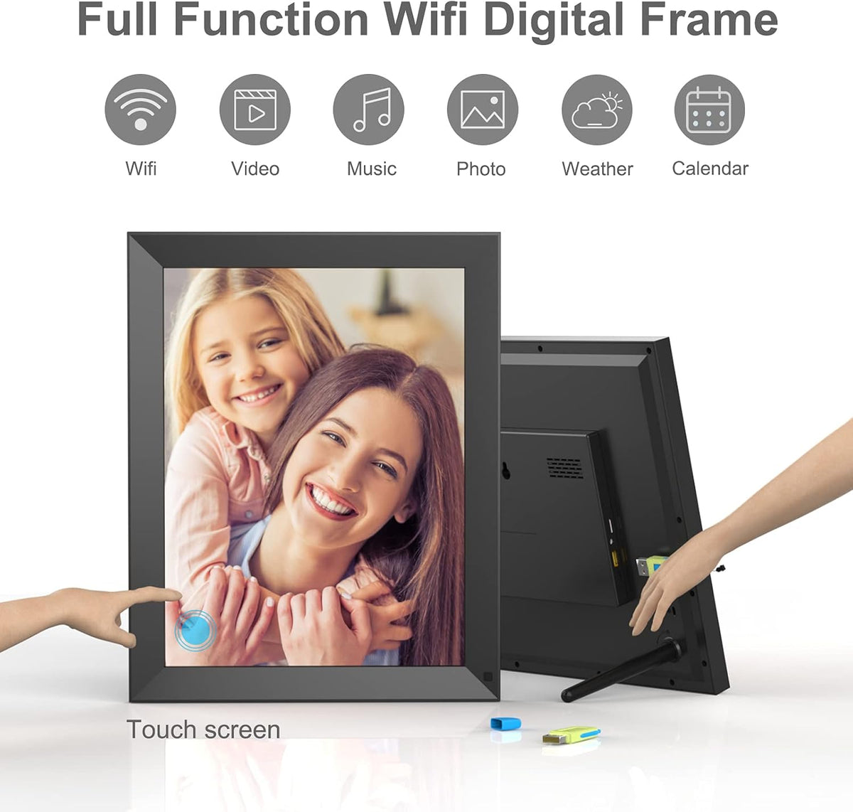 WiFi Large Digital Picture Photo Frame 15-Inch Touch Screen 32GB Memory V619
