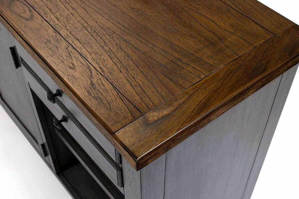 Smoky Blue 72 TV Console Entertainment Stand Wood Accent Cabinet K276