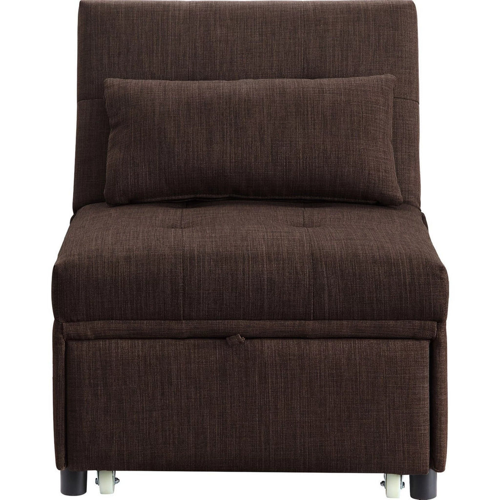 Brown Sofa Bed with Lumbar Pillow and Pull Out Sleeper O87608