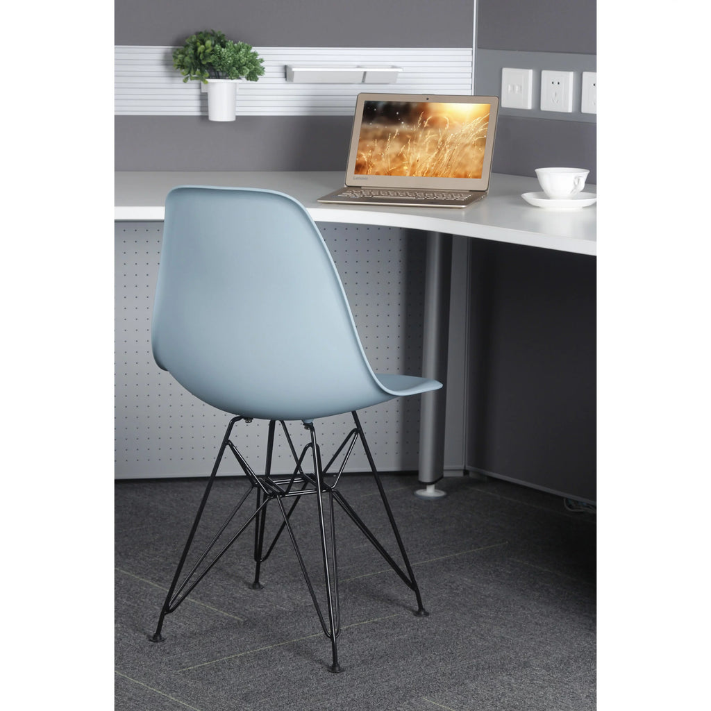 Navy Blue Armless Plastic Shell Dining Chair with Metal Legs C998379