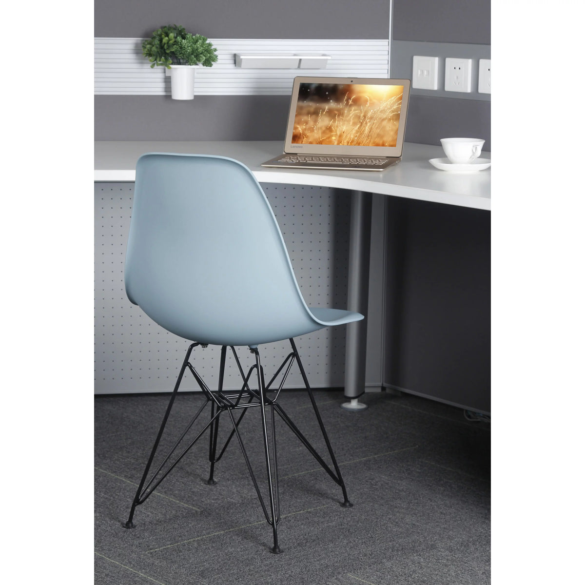 Navy Blue Armless Plastic Shell Dining Chair with Metal Legs C998379