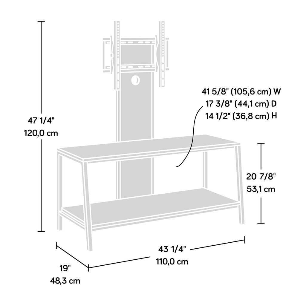 Wood & Metal 2-Shelf TV Stand with Mount A6835